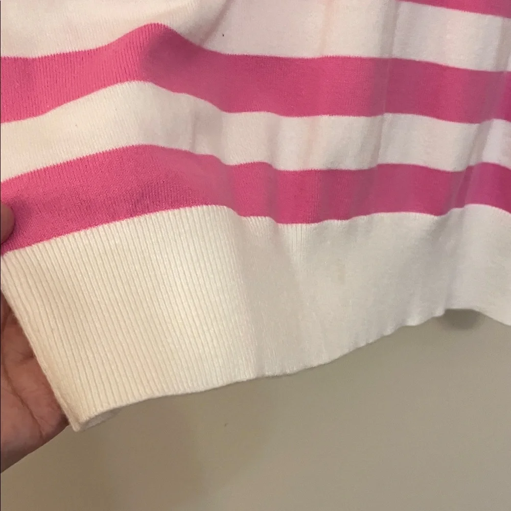 Lilly Pulitzer Pink and White V-Neck Sweater - Picture 8 of 8
